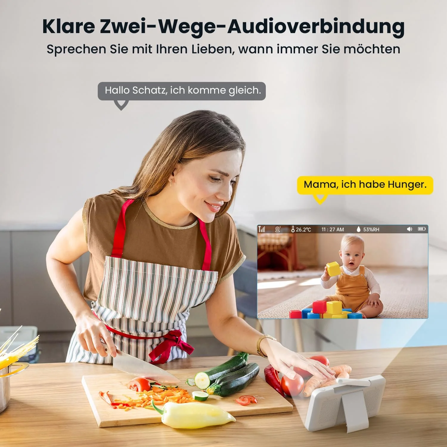 Відеоняня ieGeek 2K 5 дюймів WiFi Night Vision Intercom PTZ App, фото №6