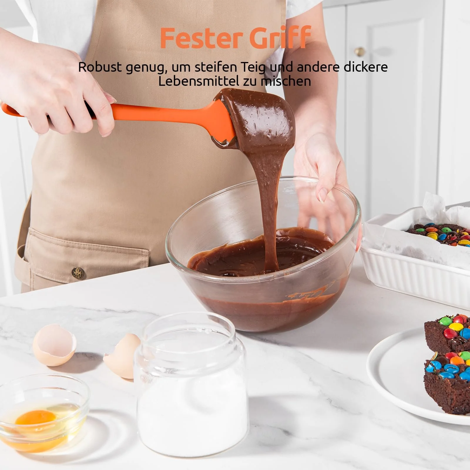 Набор силиконовых лопаток U-Taste 3 шт. термостойкие до 315°C без BPA оранжевые, фото №5