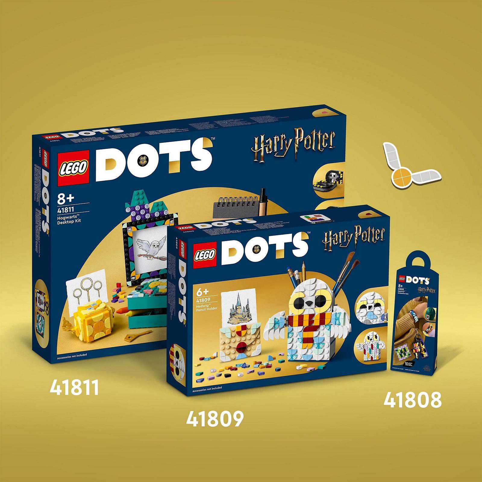 Набір аксесуарів LEGO DOTS 41808 Hogwarts Гаррі Поттер з браслетом, брелоком і нашивкою, набором для творчості для дітей, фото №5