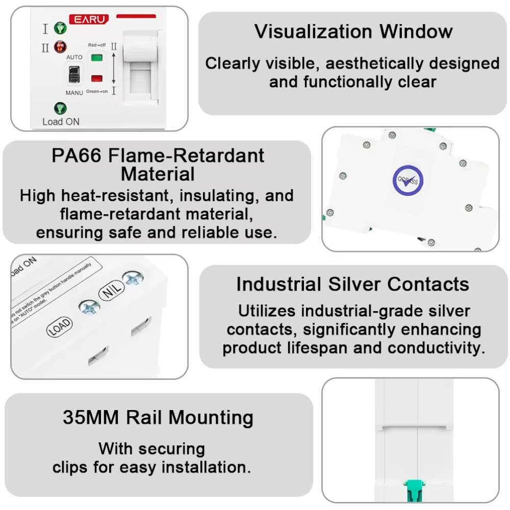 Автомат введення резерву EARU EAATS-F-CG-80 2P 80A 230V АВР перемикач, фото №8
