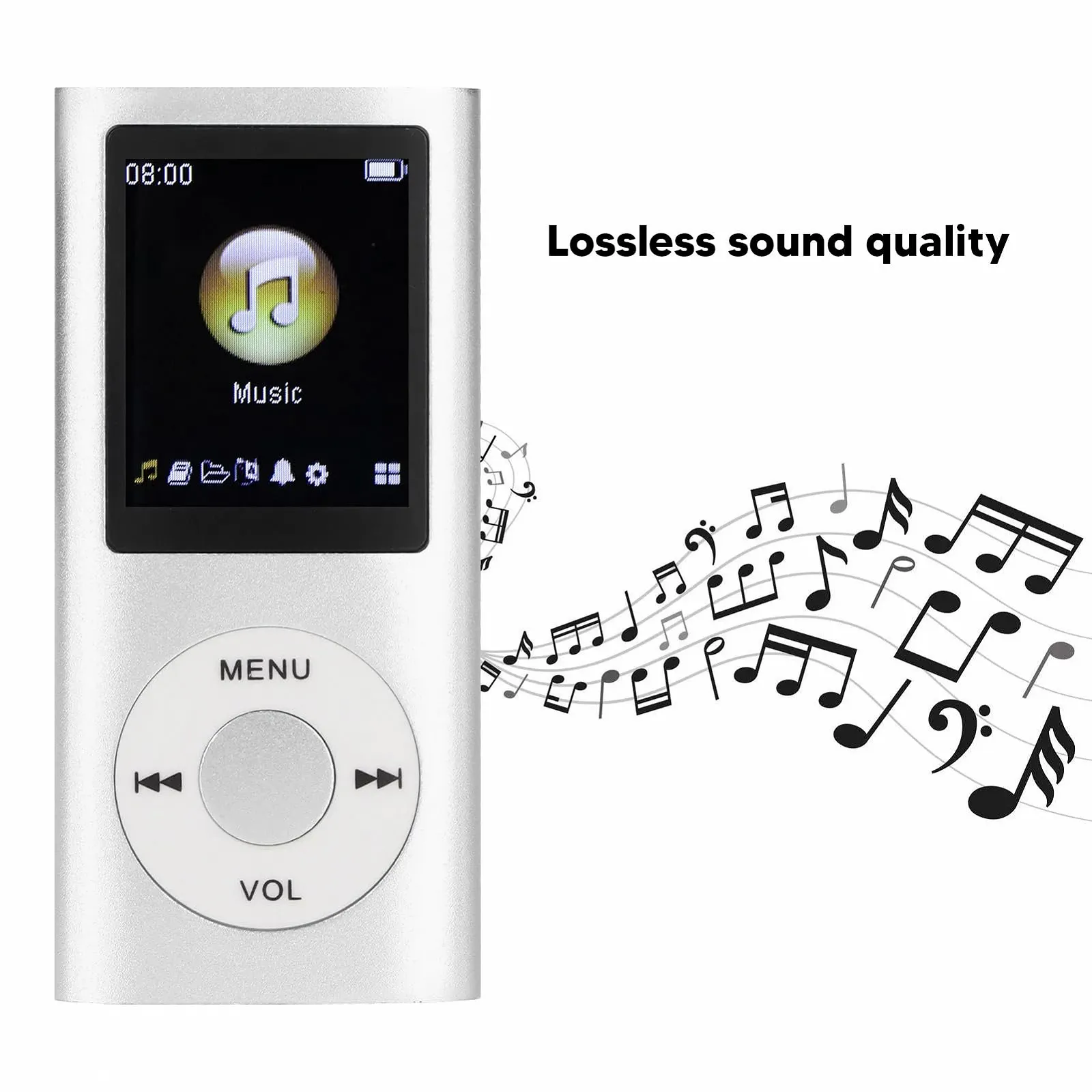 MP3 плеєр Stylish Multifunctional з навушниками Silver, фото №3