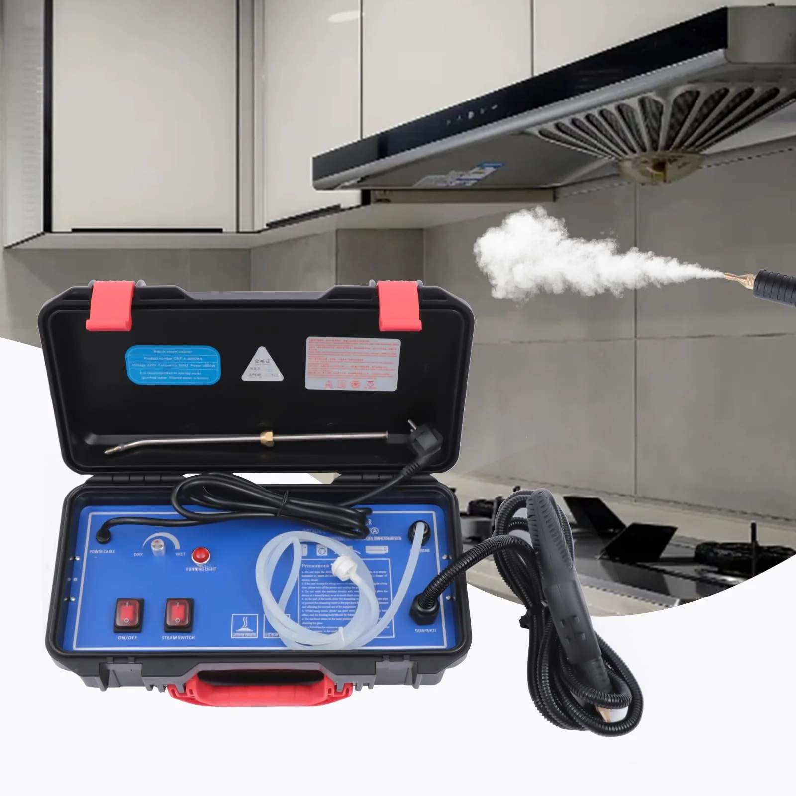 Пароочисник 1700 W 46 x 30.5 x 25 cm вологого та сухого прибирання регульований портативний для вікон, ванних кімнат, автомобілів, холодильників та диванів, фото №7 Пароочисник 1700 W 46 x 30.5 x 25 cm вологого та сухого прибирання регульований портативний для вікон, ванних кімнат, автомобілів, холодильників та диванів, фото №7