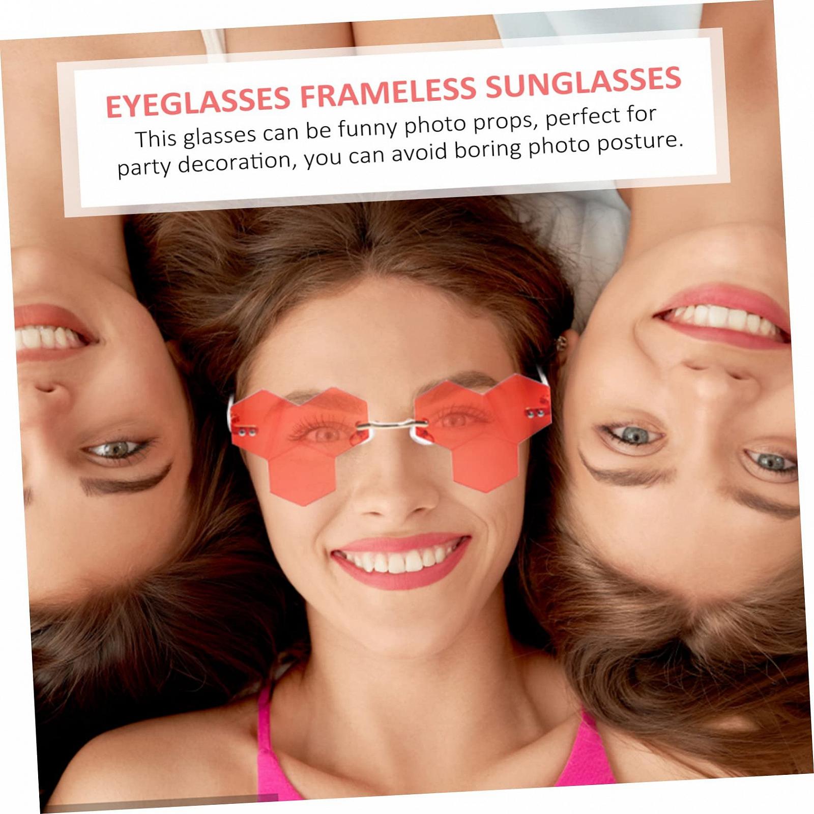 Сонцезахисні окуляри PACKOVE Без оправи Серцеподібні Для вечірок Жіночі та чоловічі Модні круглі, фото №7