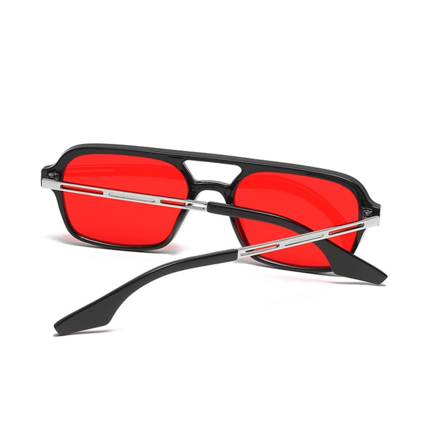 Сонцезахисні окуляри Квадратні Trendy Vintage 70s qinqilanqi-S для чоловіків і жінок Металевий дизайн, Подвійний місток UV Protection, фото №3