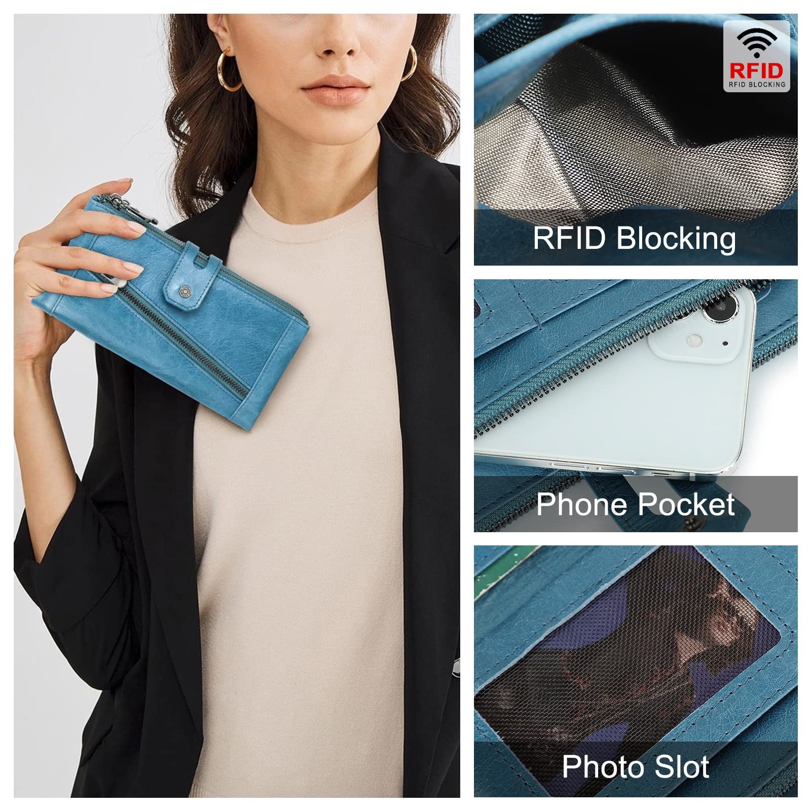 Гаманець CONTACTS RFID Блакитний, фото №6
