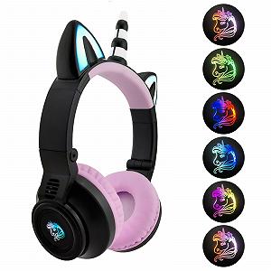 Навушники Bluetooth YUSONIC Unicorn для дівчаток хлопчиків з LED підсвіткою чорні - Фото 1