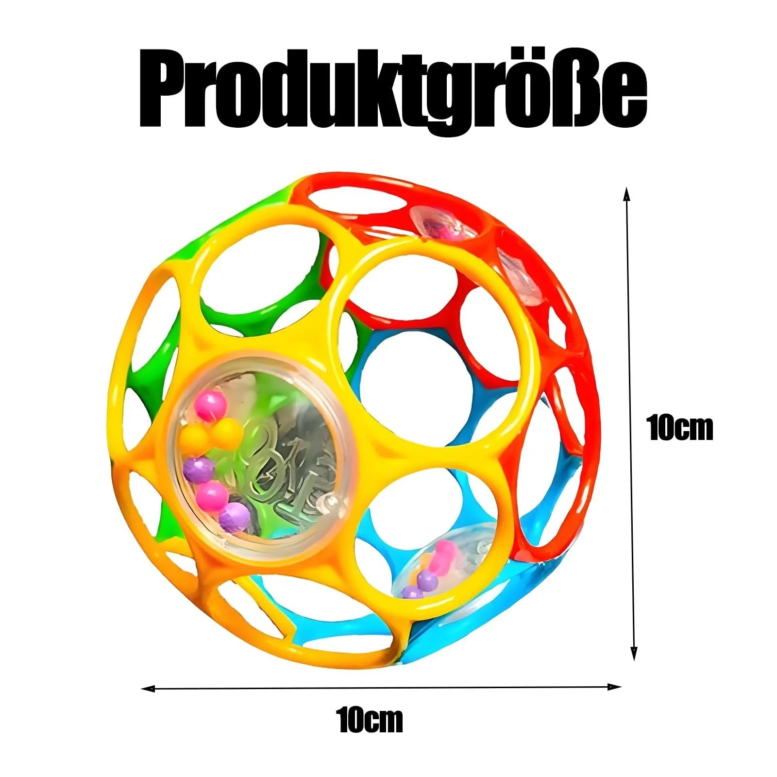 Мяч для младенцев разноцветный, игрушка-погремушка для младенцев 6 месяцев, развивает моторику, сенсорное развитие, легко держать, фото №2