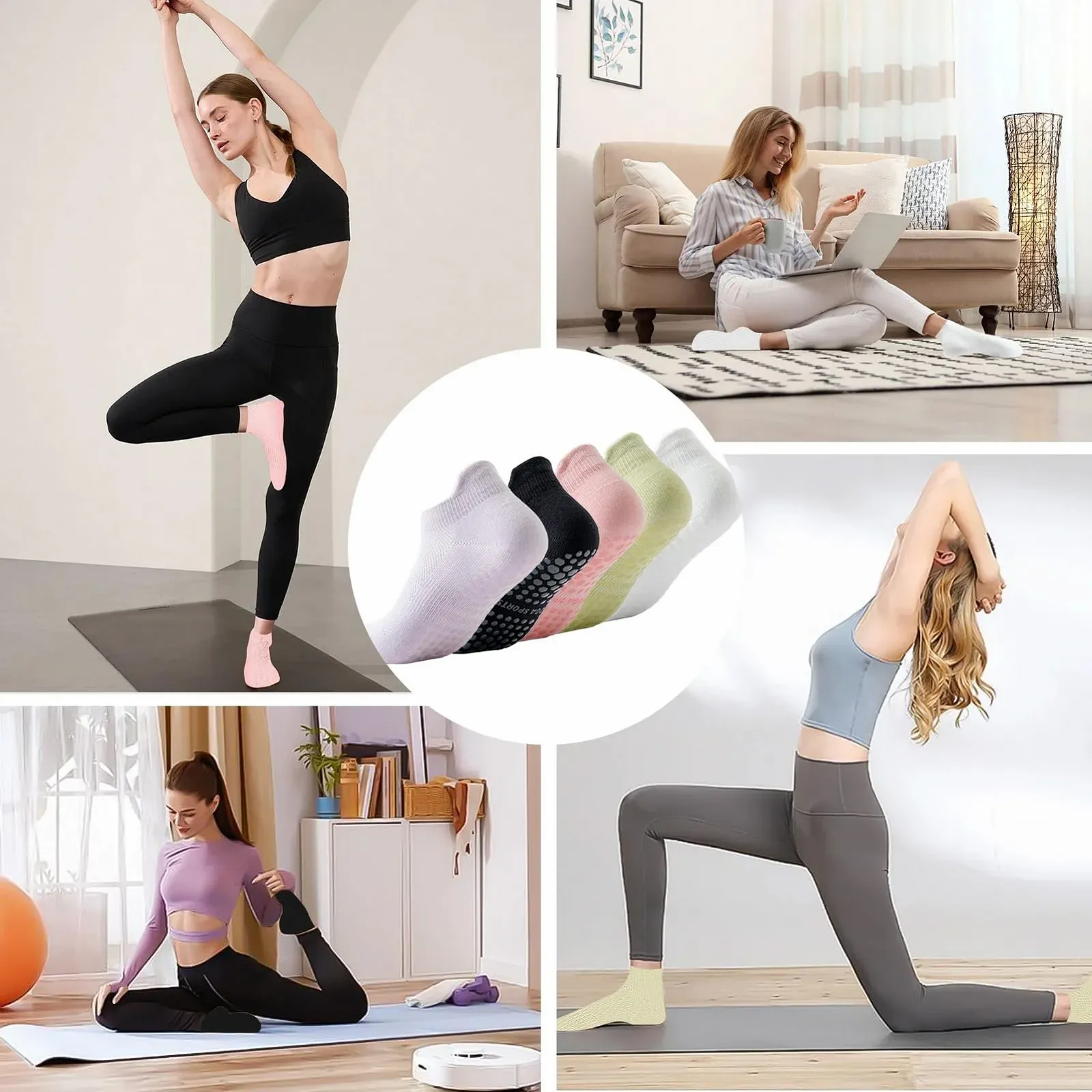 Шкарпетки для пілатесу та йоги жіночі 5 пар, фото №4 Шкарпетки для пілатесу та йоги жіночі 5 пар, фото №4