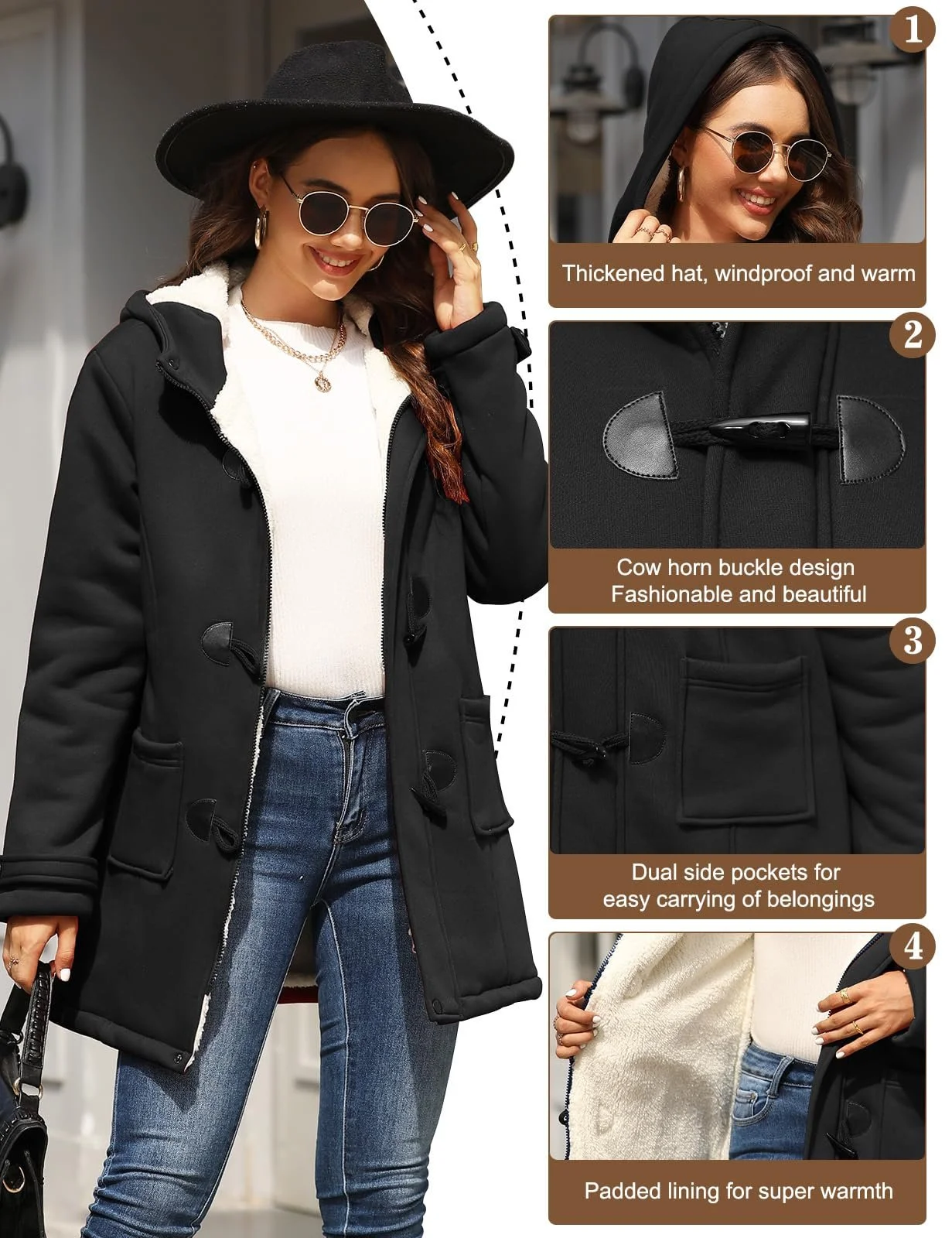 Женская Куртка Nadeer Плюшевая с Капюшоном Зимняя, фото №2