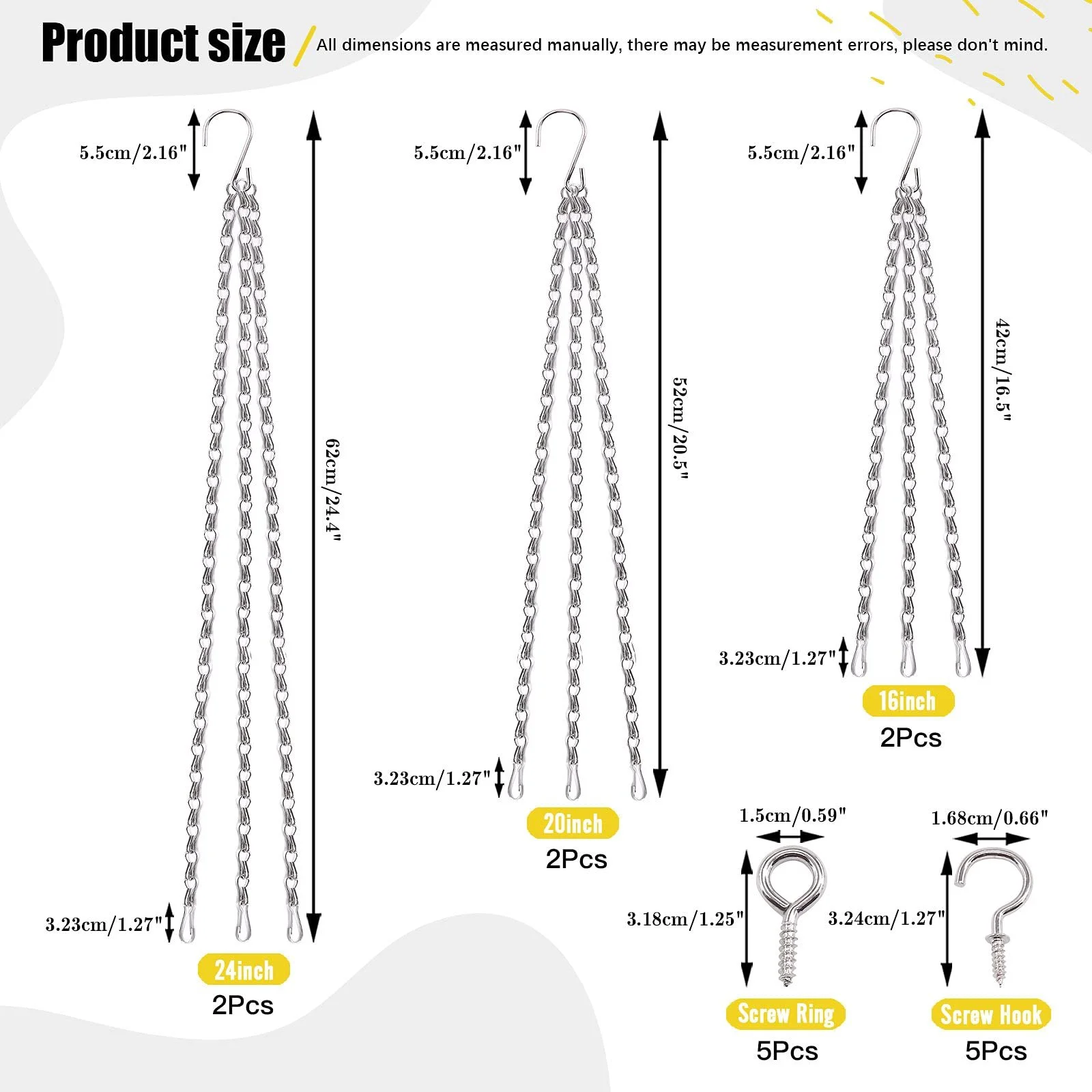 Набор цепей для подвесных корзин 16 наборов 3 типа Железо, фото №2 Набор цепей для подвесных корзин 16 наборов 3 типа Железо, фото №2