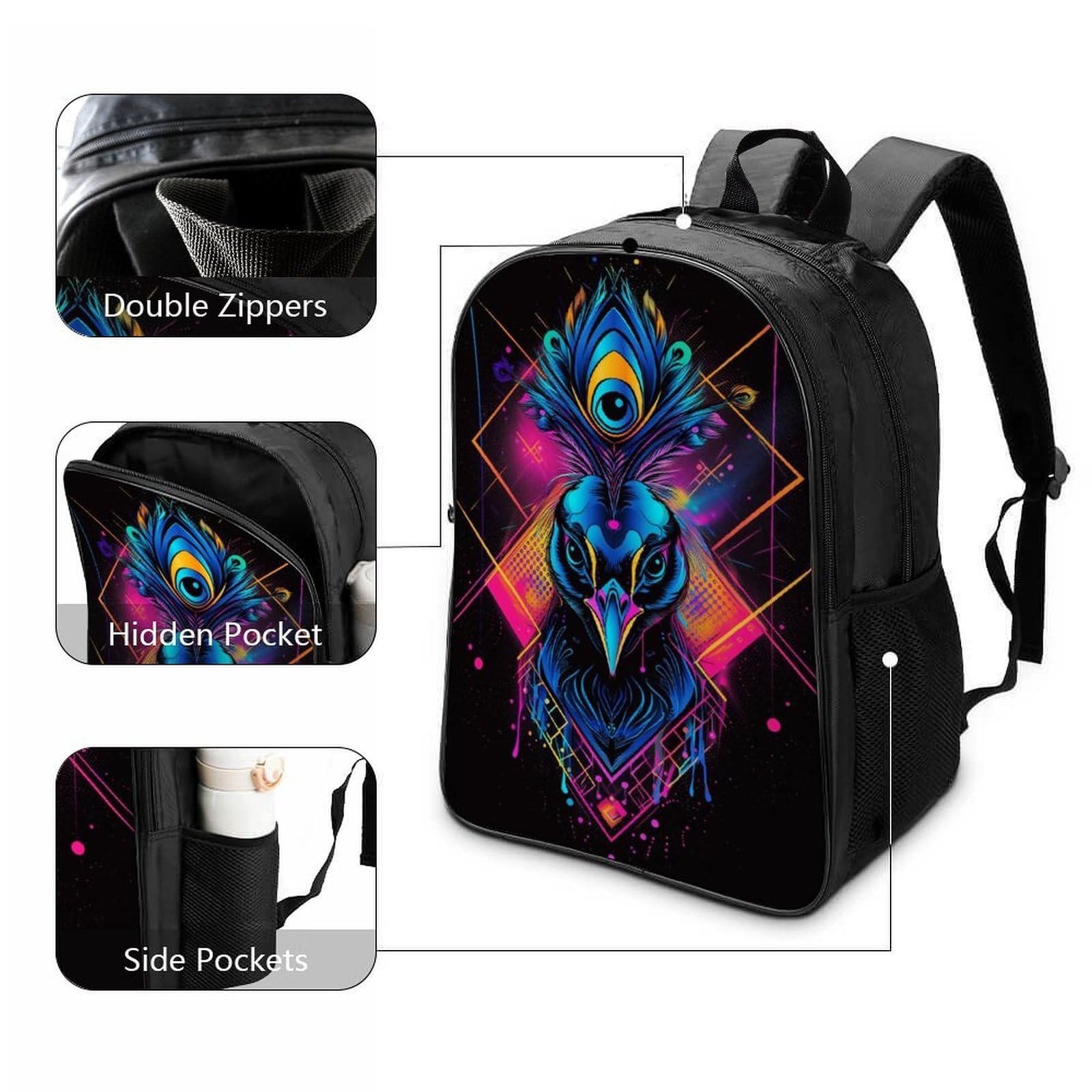 Ранец Школьный DPEOANEBN Peacock 40x28x16см, фото №3