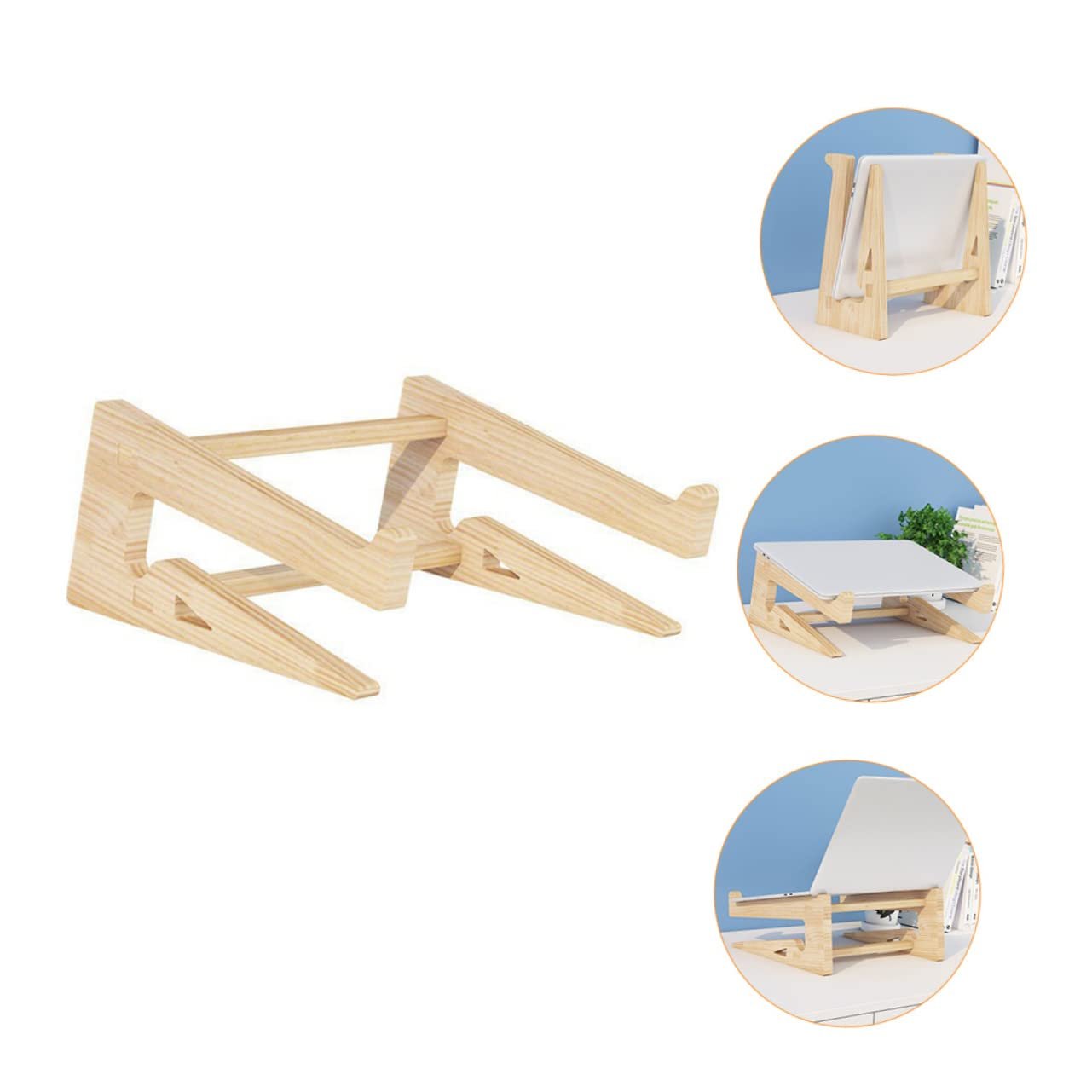 Підставка Деревʼяна HOMSFOU Регульована по висоті для ноутбуків, Сприяє здоровій поставі, фото №6