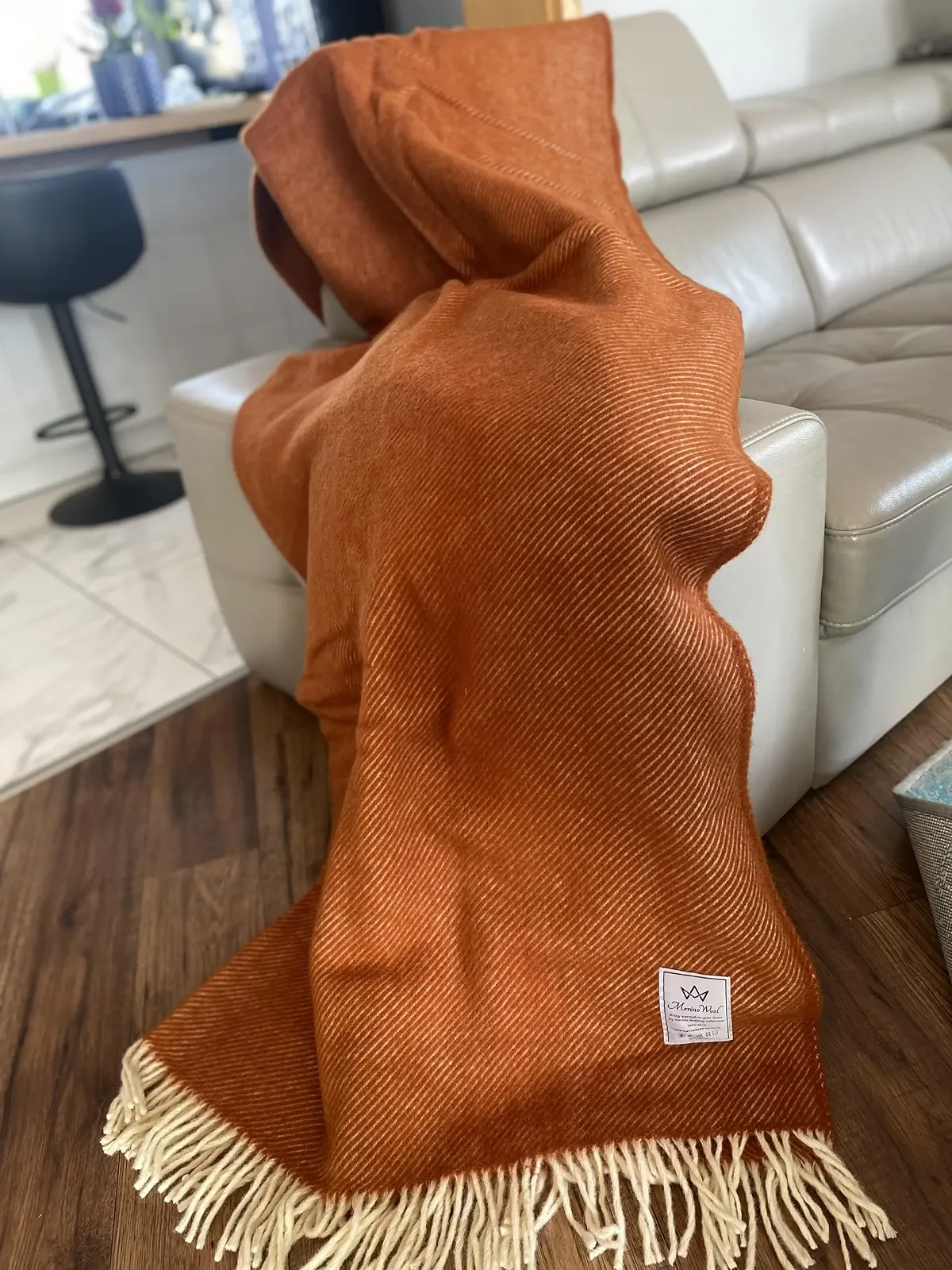 Одеяло Шерсть мериноса / Мягкое одеяло 100% Распродажа Шерсть мериноса - Овечья шерсть Шерсть мериноса Одеяло 160 x 200 см (Красно-оранжевый), фото №6