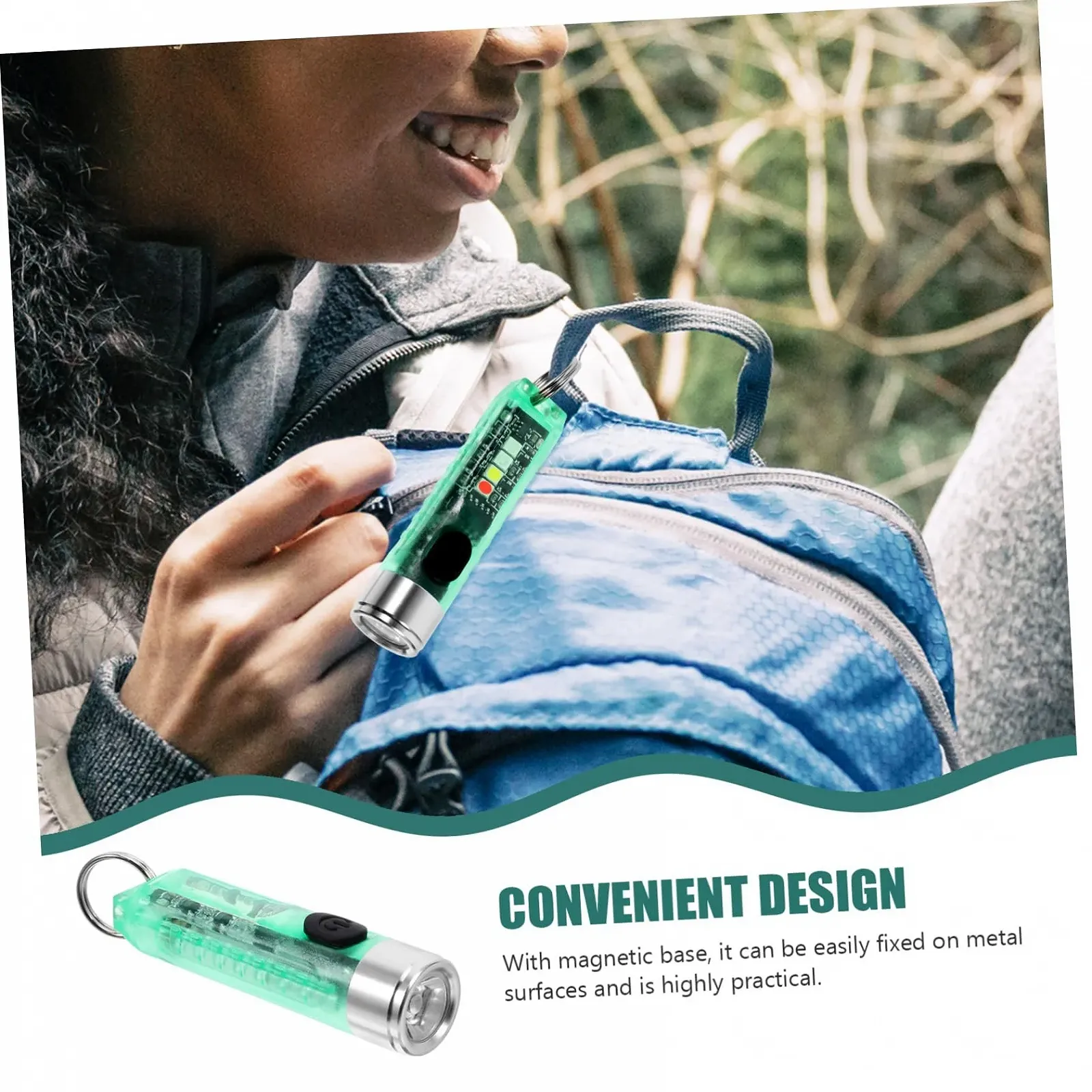 Фонарик INOOMP 1 шт. Предупреждающий фонарь Мощный мини-фонарик Перезаряжаемый мини-фонарик Маленький светодиодный фонарик Мини-супермощный фонарик Зеленый PC, фото №6