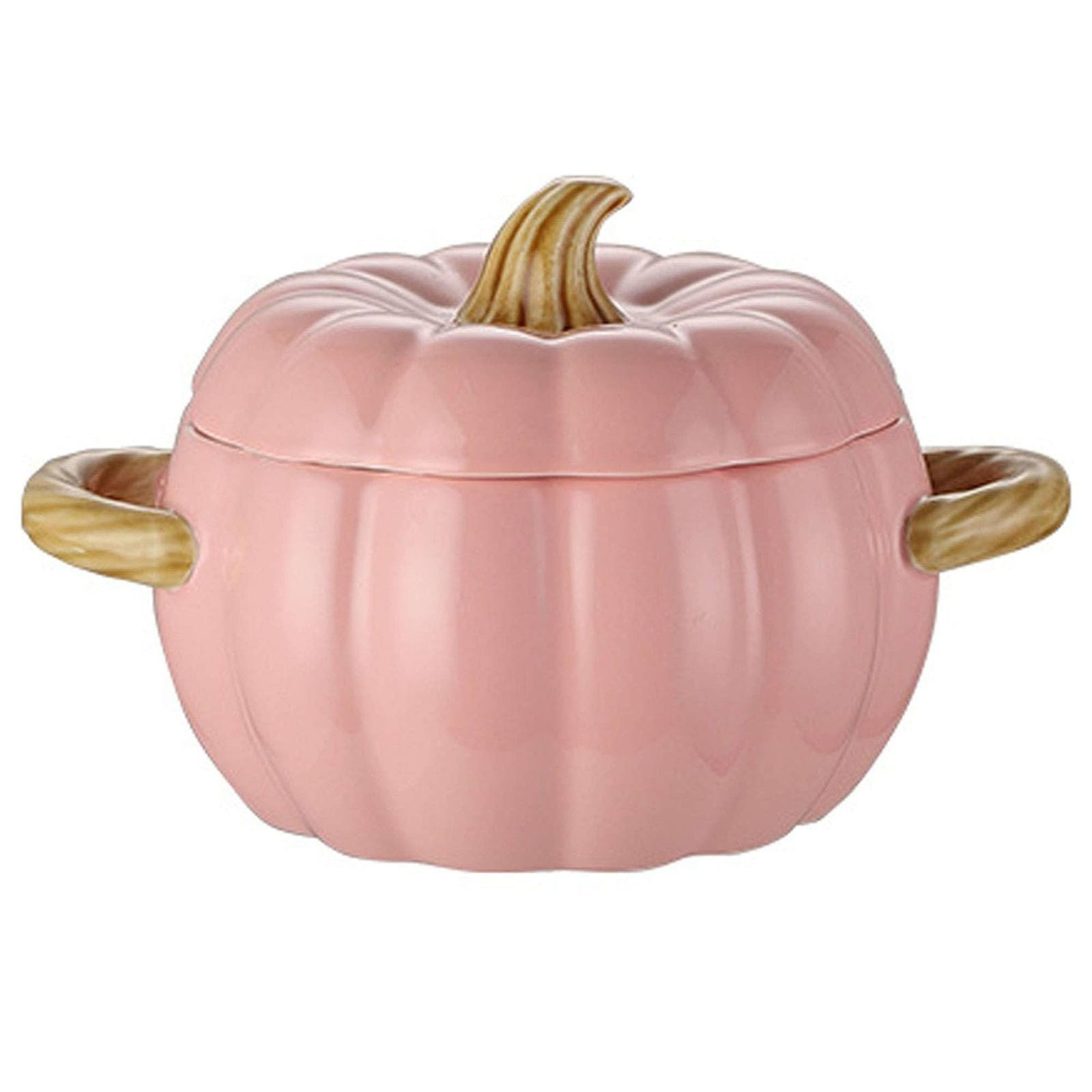 Гусятниця керамічна у формі гарбуза порцелянова з кришкою та ручками рожева, фото №1 Гусятниця керамічна у формі гарбуза порцелянова з кришкою та ручками рожева, фото №1