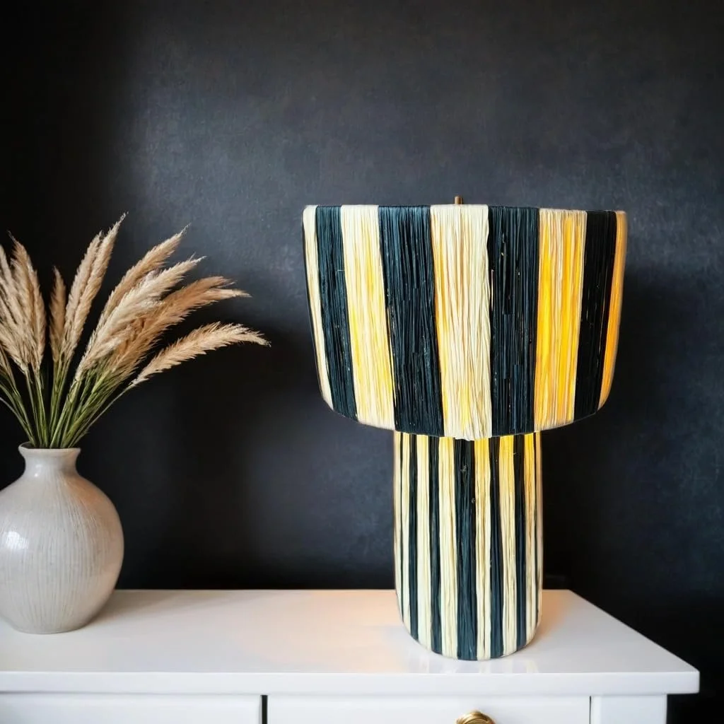 Настільна лампа Marrakech Morjana 42 см Рафія Бохо E27 Бежево-чорна, фото №3