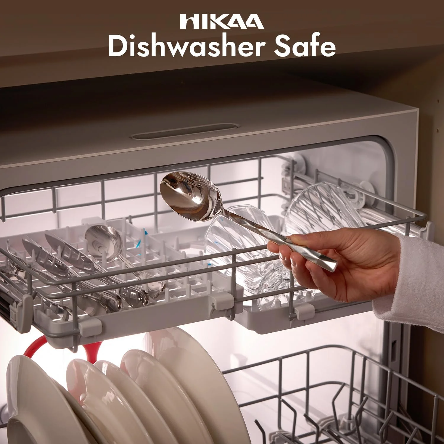 Набір столових приборів HIKAA Besteck, 40 предметів, нержавіюча сталь 18/10 з алмазним візерунком для 8 персон, фото №6