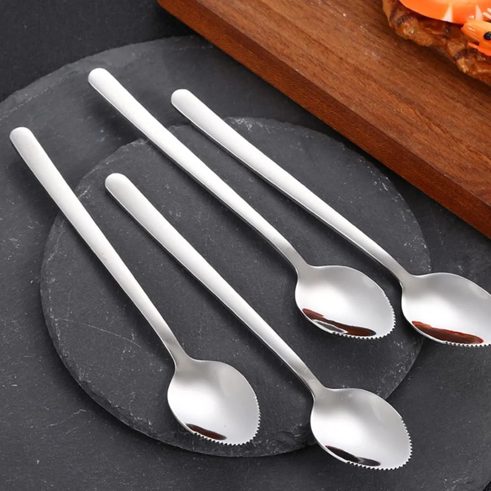 Ложка для грейпфрута Kiwi, серебристая, из нержавеющей стали, с зубцами, 2 шт, фото №4