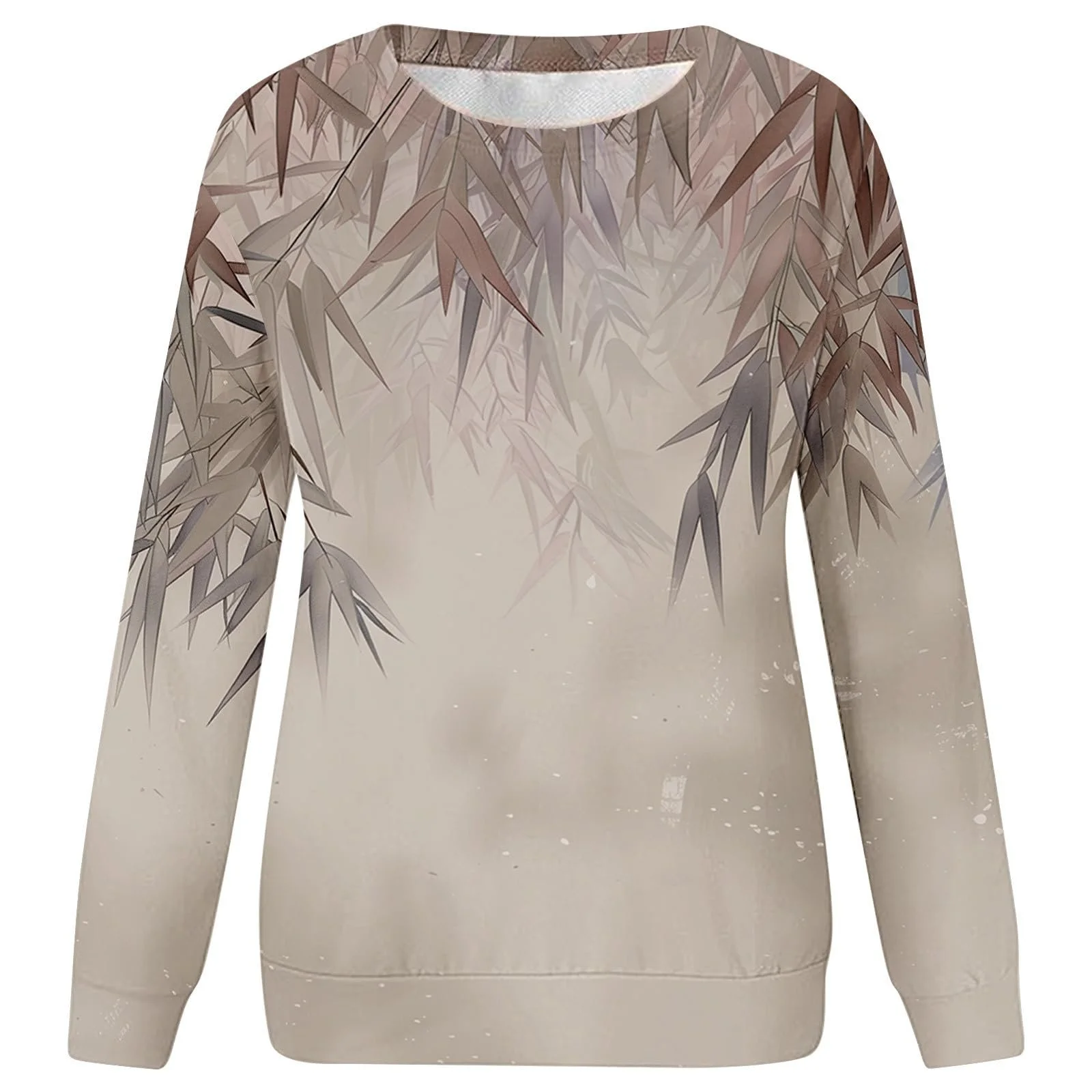 Пуловер Komiseup Однотонный Женский Свитшот Oversized С круглым вырезом, длинными рукавами, цветочным принтом, удлиненная рубашка, спортивная рубашка для девушек-подростков, свитшоты без капюшона 08, фото №4