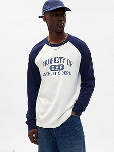 Футболка GAP LONGSLEEVE RAGLAN TEE 765764-01 Белый XL - Фото 1