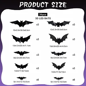 Наклейки на стіну 3D Кажани на Хелловін 36 штук Фіолетовий synthetic.ua - Фото 1