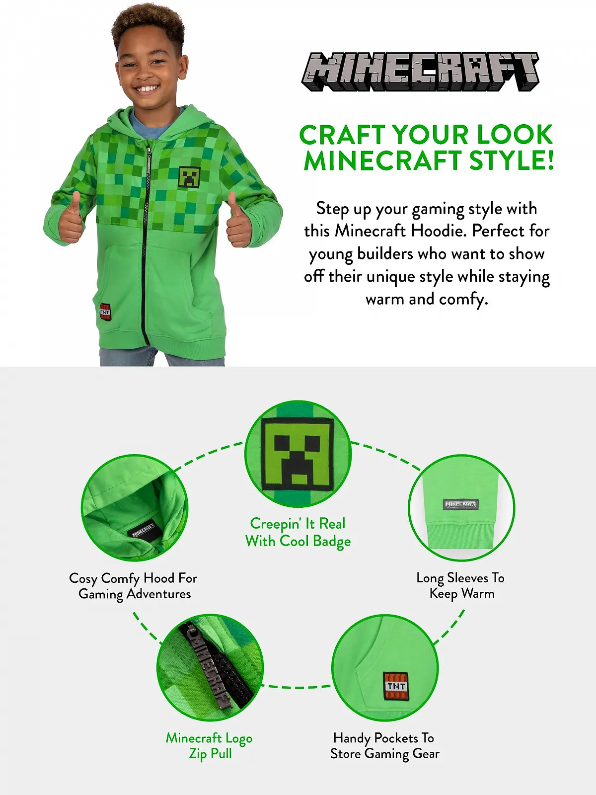 Худі Minecraft Creeper для хлопчиків, фото №7