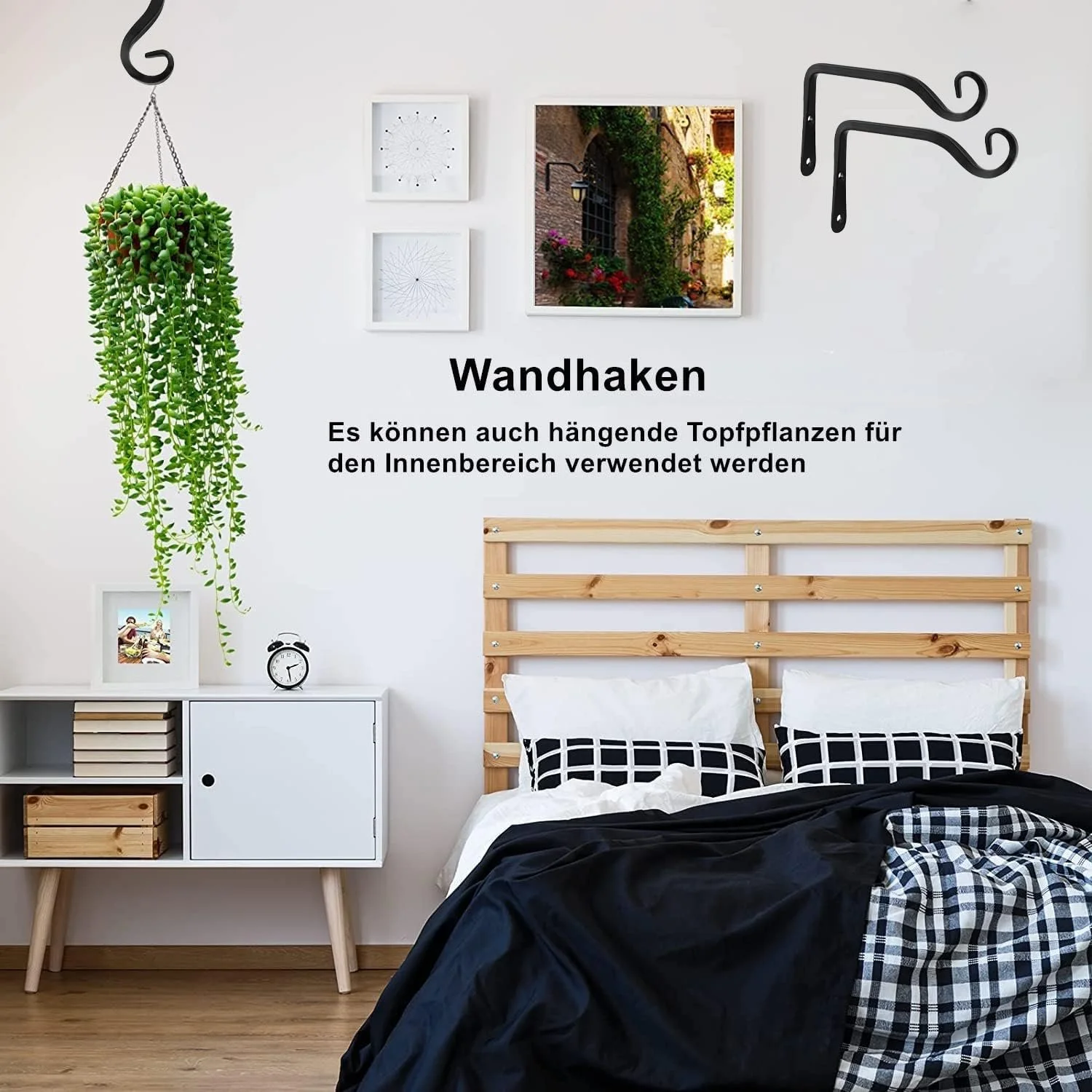 Тримач для рослин настінний 2 штуки 15 см Чорний для кошиків та ліхтарів, фото №9 Тримач для рослин настінний 2 штуки 15 см Чорний для кошиків та ліхтарів, фото №9