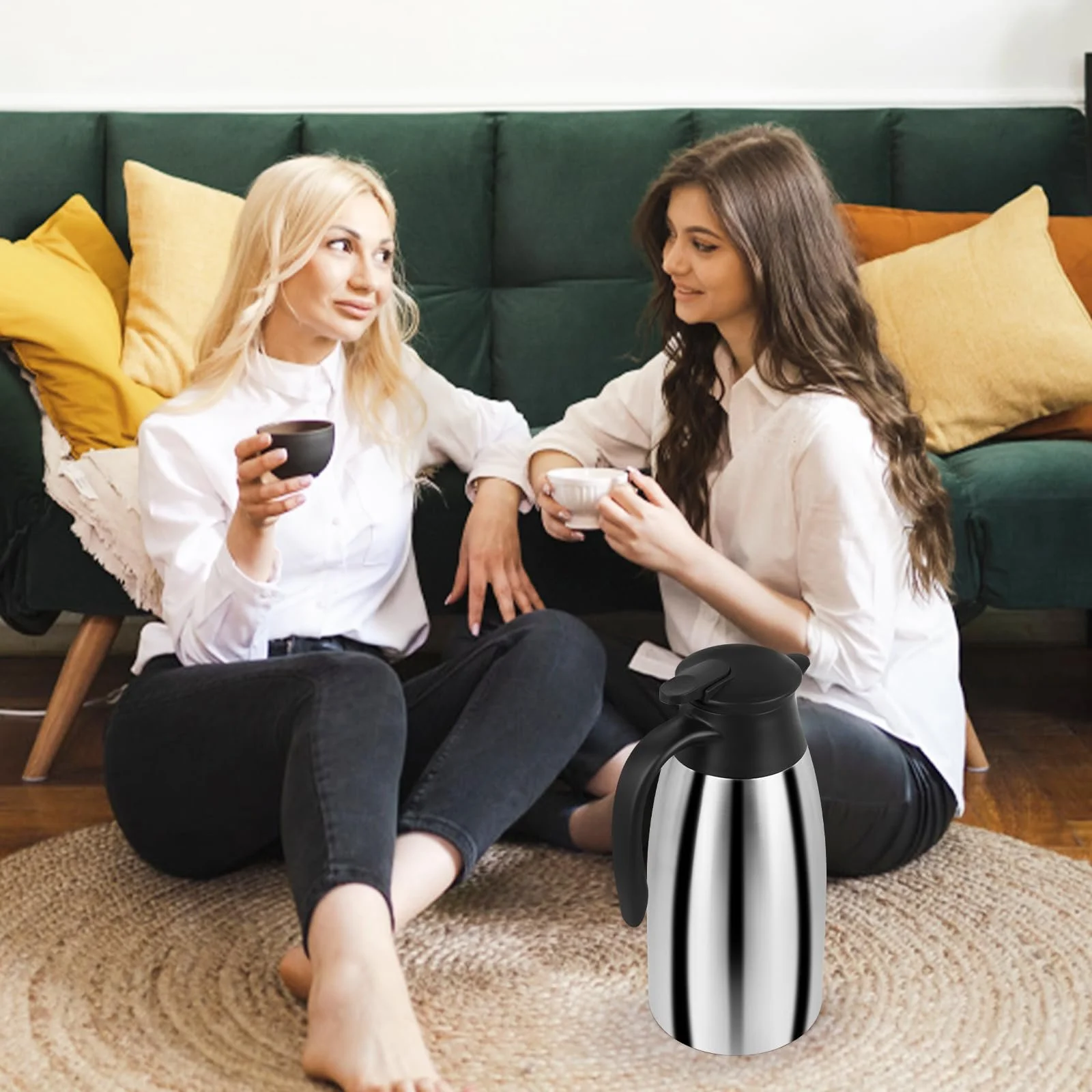 Термос-кувшин 1.7 литра, Изолированный кувшин 304 нержавеющая сталь, термический, с двойными стенками, вакуумный чайник 24 часа, термическая изоляция, термос-колба для кофе, чая, воды, напитков, согревающий кувшин, фото №7