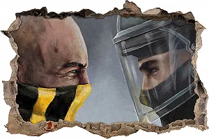 Наклейка на стену Face of Police 3D Виниловая Черно-желтая - Фото 1