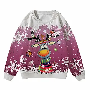 Дівчача святкова толстовка з принтом оленя Generisch, з довгими рукавами synthetic.ua - Фото 1