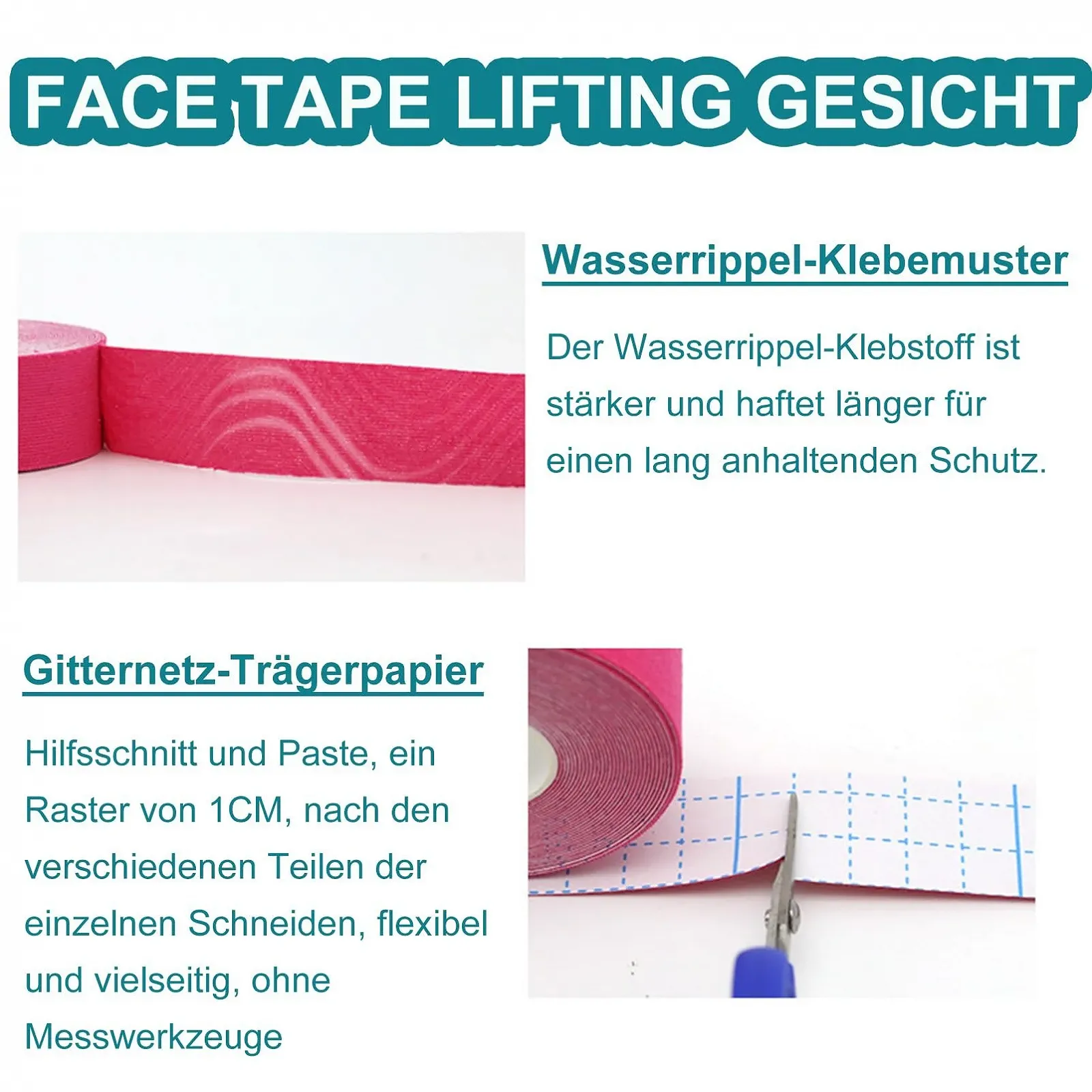 Стрічка для обличчя ліфтингова, стрічка для фейсліфтингу, 2 рулони, фото №4