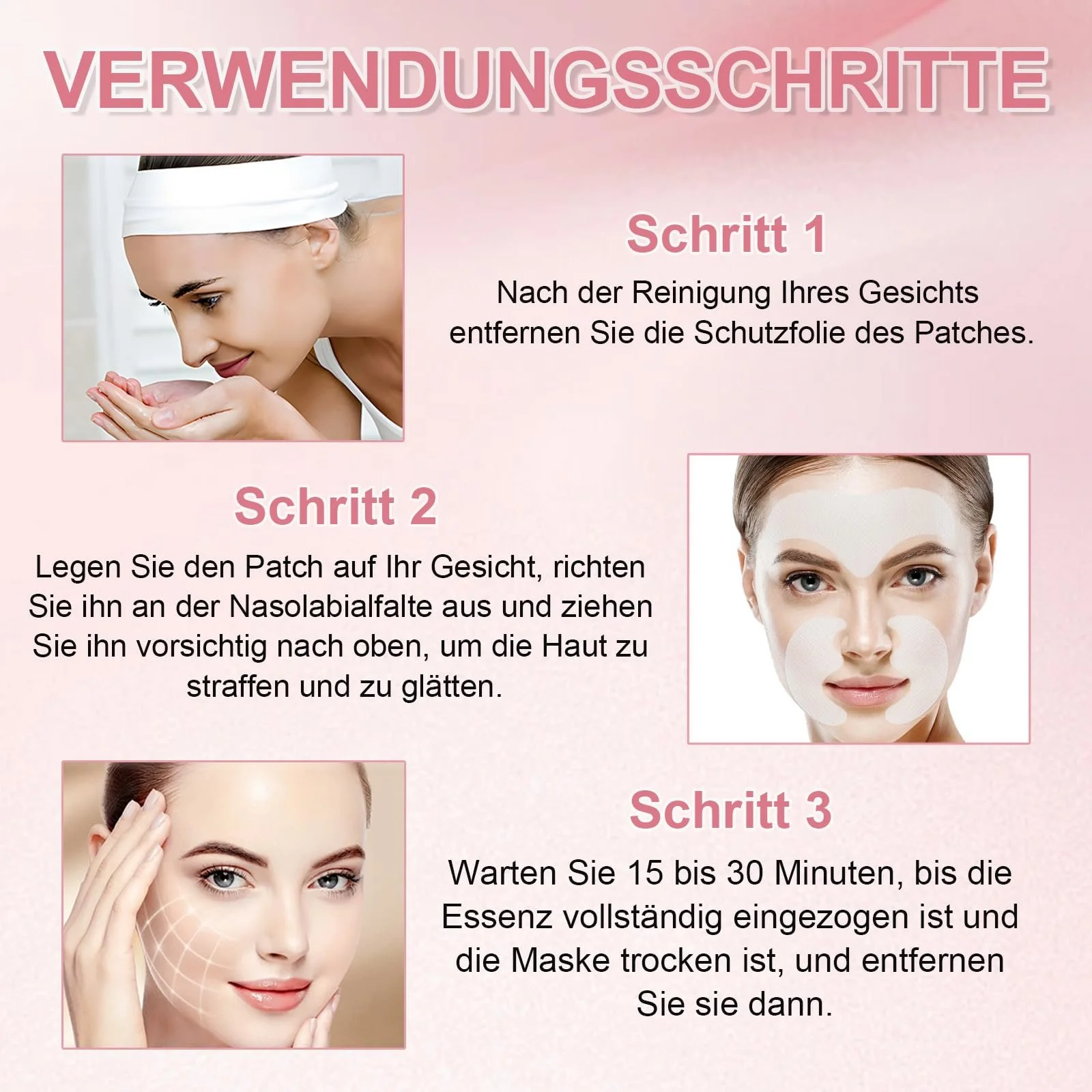 Пластир Zornesfalte для обличчя, 30 шт, проти зморшок на лобі та носогубних зморшок, фото №7