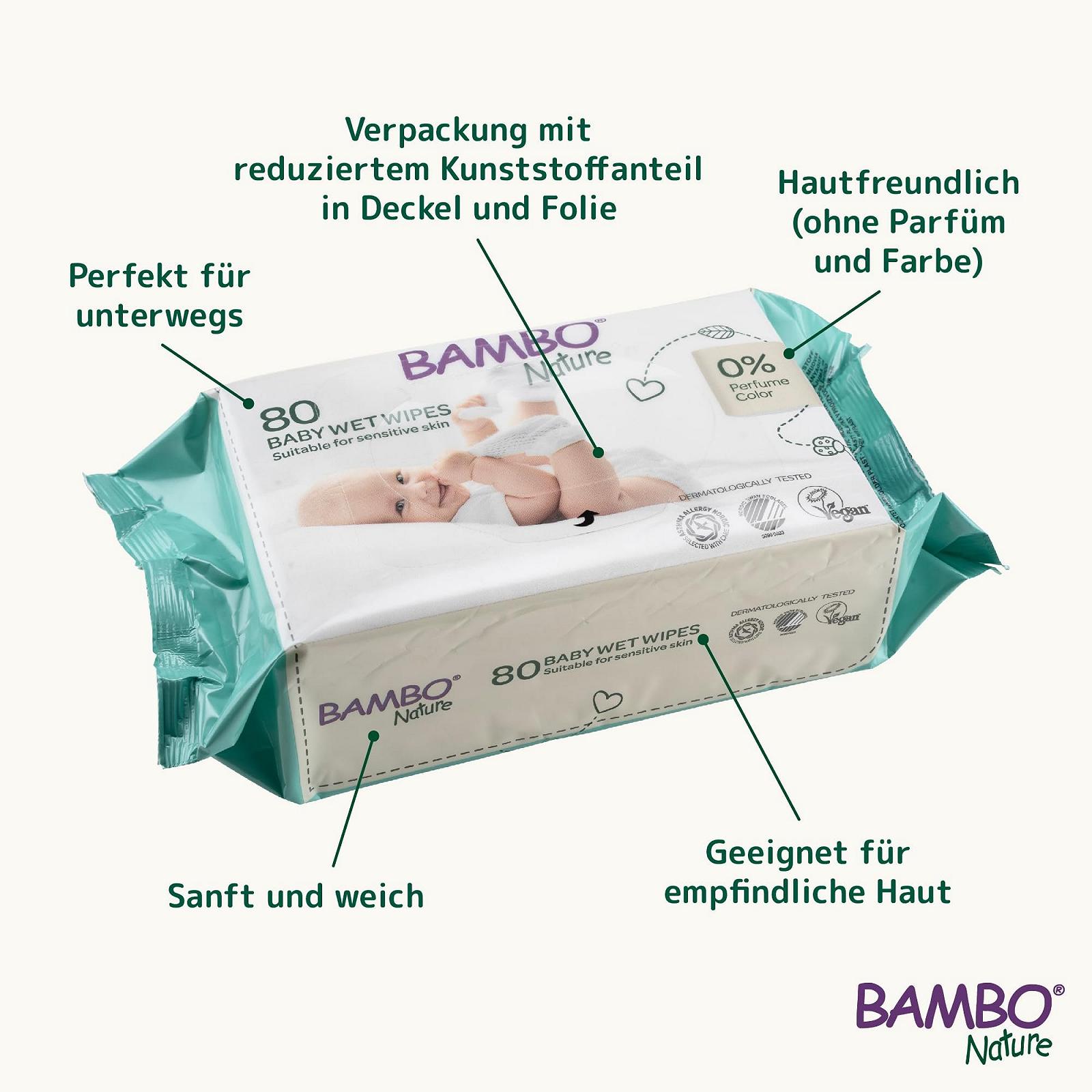 Влажные салфетки Bambo Nature 12 x 80 штук, фото №2