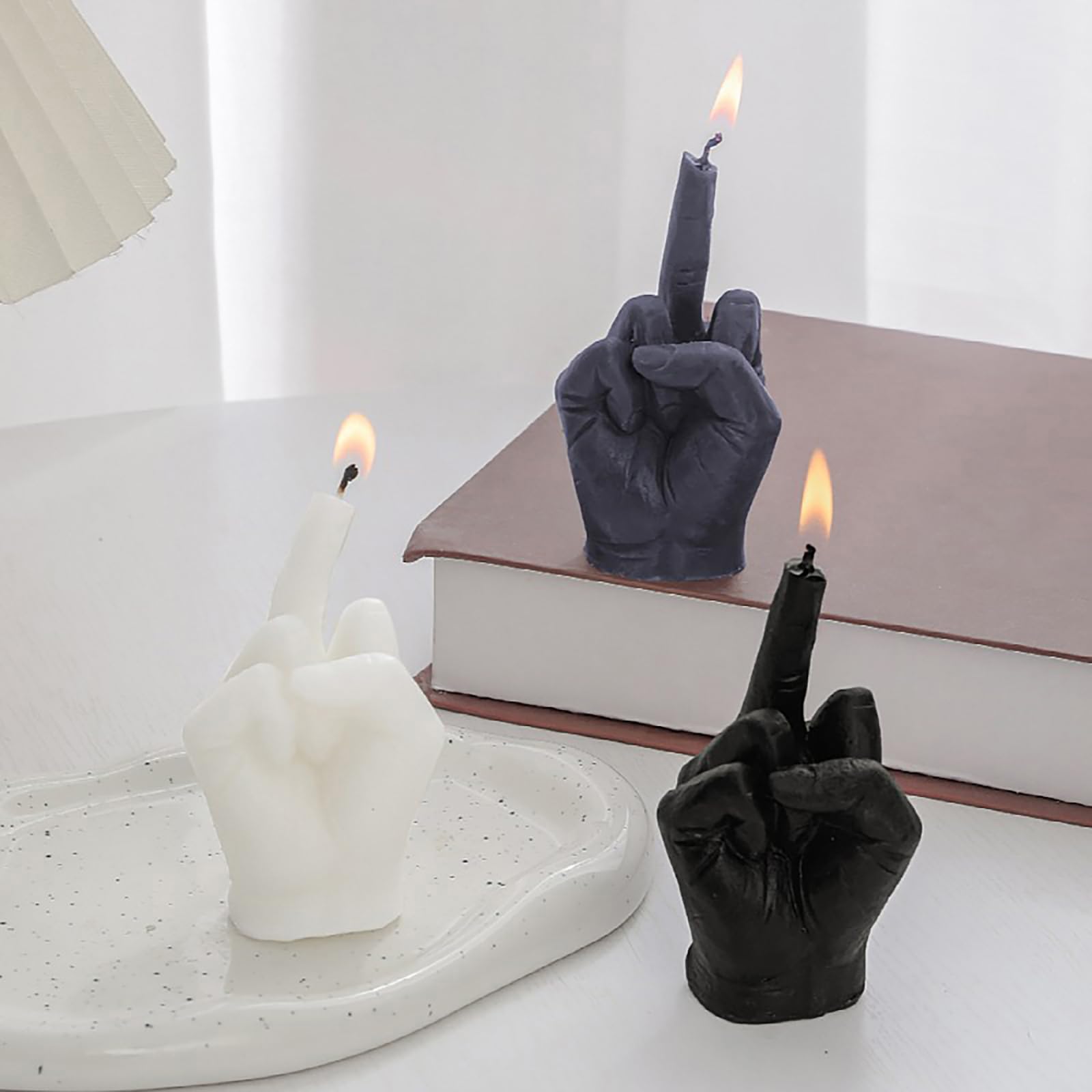 Свічка Aromatherapy Hand Gesture Shaped Candle Natural Soy Wax Pine Middle Finger Candle Danish Pastel, фото №3