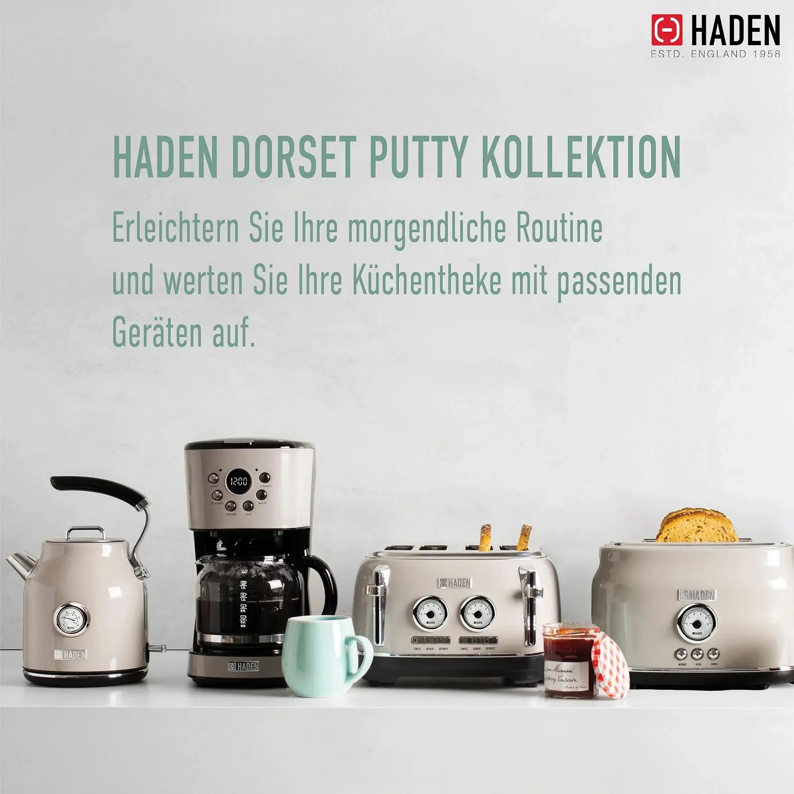 Капельная кофеварка HADEN Dorset Putty 1,8 л бежевая, фото №6