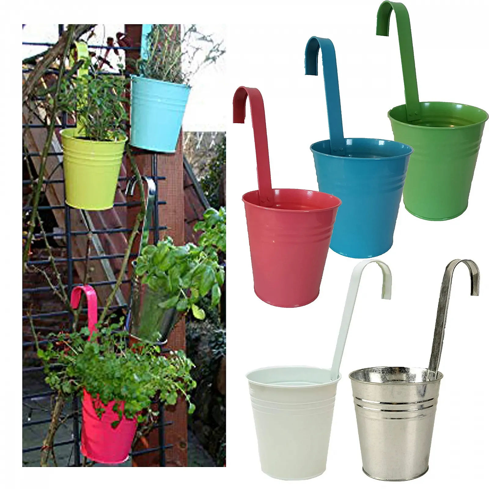 Подвесные горшки Набор из 2 шт. Цинк Серебристый, фото №2