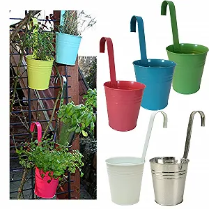 Подвесные горшки Набор из 2 шт. Цинк Серебристый synthetic.ua - Фото 1