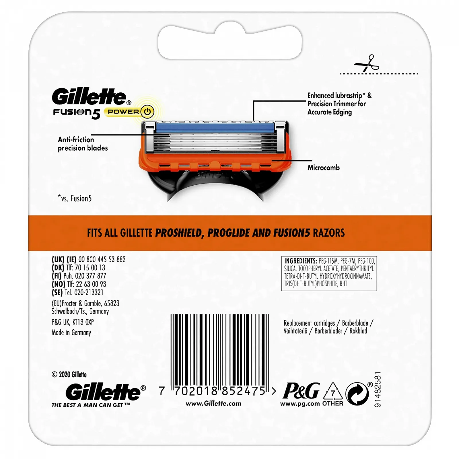 Сменные кассеты Gillette Fusion Power 4 шт, фото №4