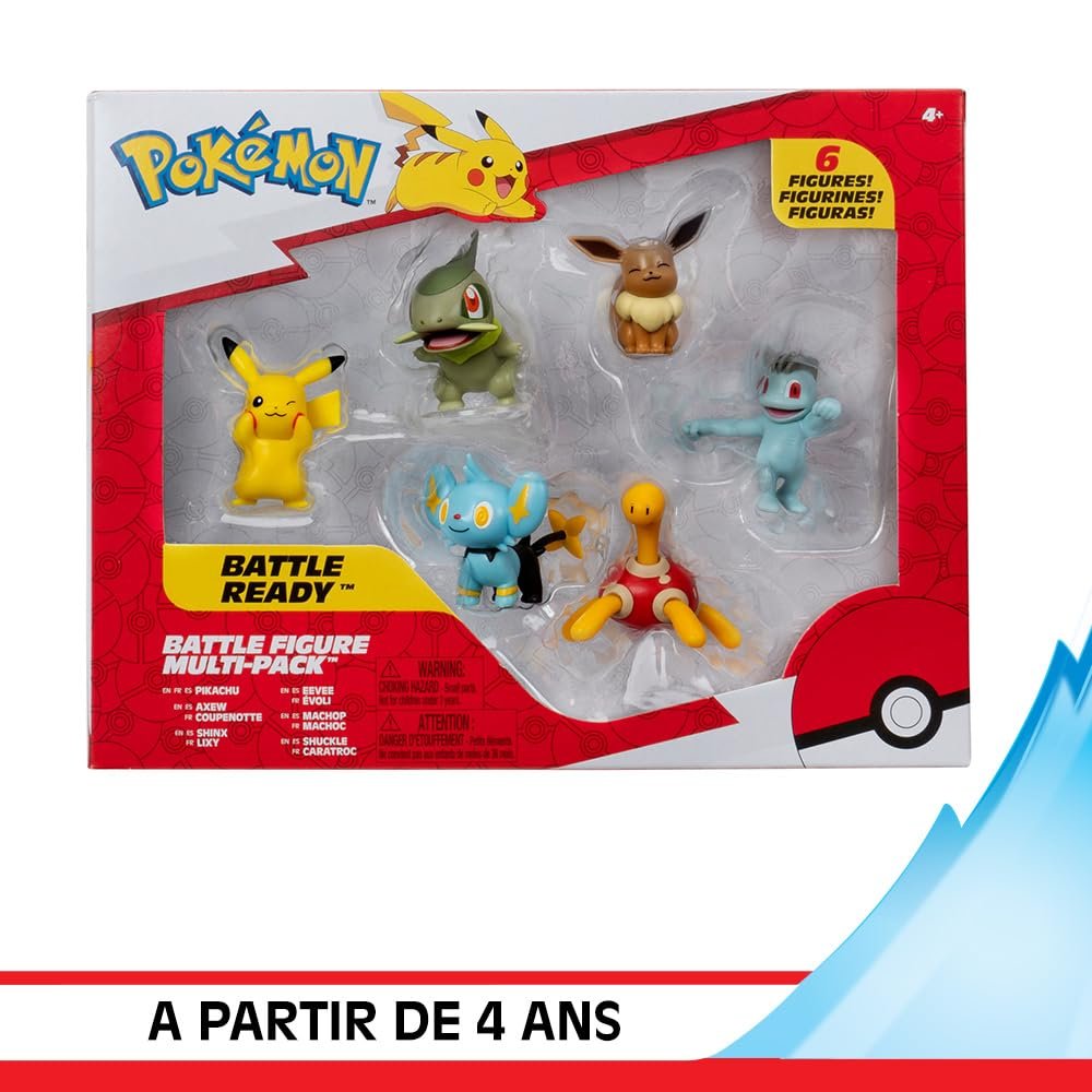 Фигурки Bandai Pokémon Pikachu Coupenotte Lixy Eevee Machoc Caratroc, 5 см, набор из 6 штук, фото №5