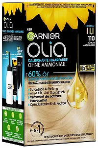 Стійка фарба для волосся Garnier Olia 110 Холодний Попелястий Блонд без аміаку з натуральними оліями, покриття сивини, 1 шт - Фото 1