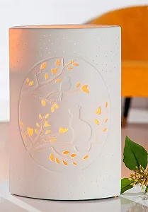 Настільна лампа GILDE Кіт з пташкою Порцеляна Білий 28 см synthetic.ua - Фото 1