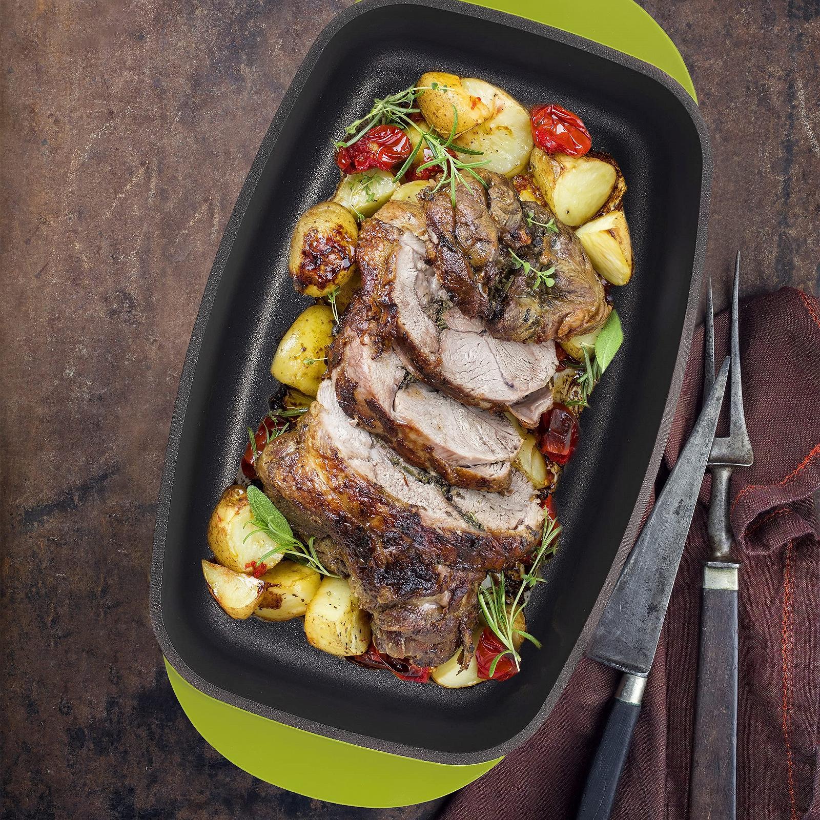 Гусятница Relaxdays с крышкой-формой алюминиевая с антипригарным покрытием 5 л зеленая, фото №5