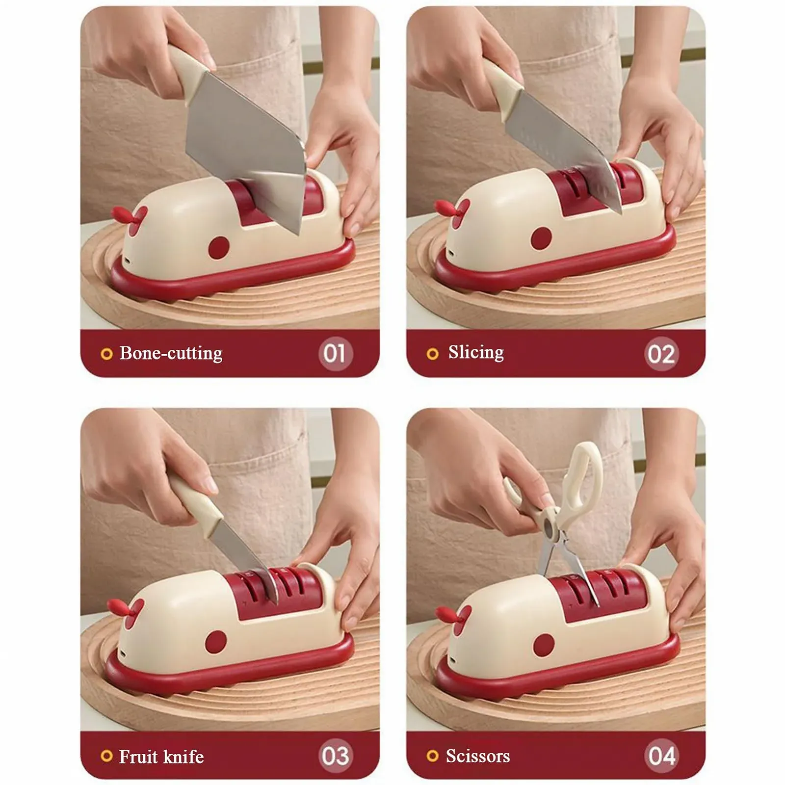 Ручна точилка для ножів та ножиць 2-ступінчасте з вакуумною присоскою, фото №8