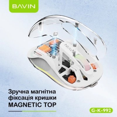 Мышка BAVIN G-K-992 RGB Wireless/Bluetooth White (G-K-992-WH), фото №4 Мышка BAVIN G-K-992 RGB Wireless/Bluetooth White (G-K-992-WH), фото №4