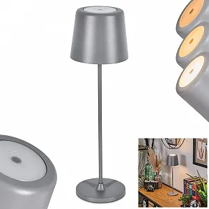 Настільна лампа HOFSTEIN Belece LED димована метал/пластик USB-C акумулятор 2 Ват 310 Люмен 3000 Кельвін сірий/білий - Фото 1