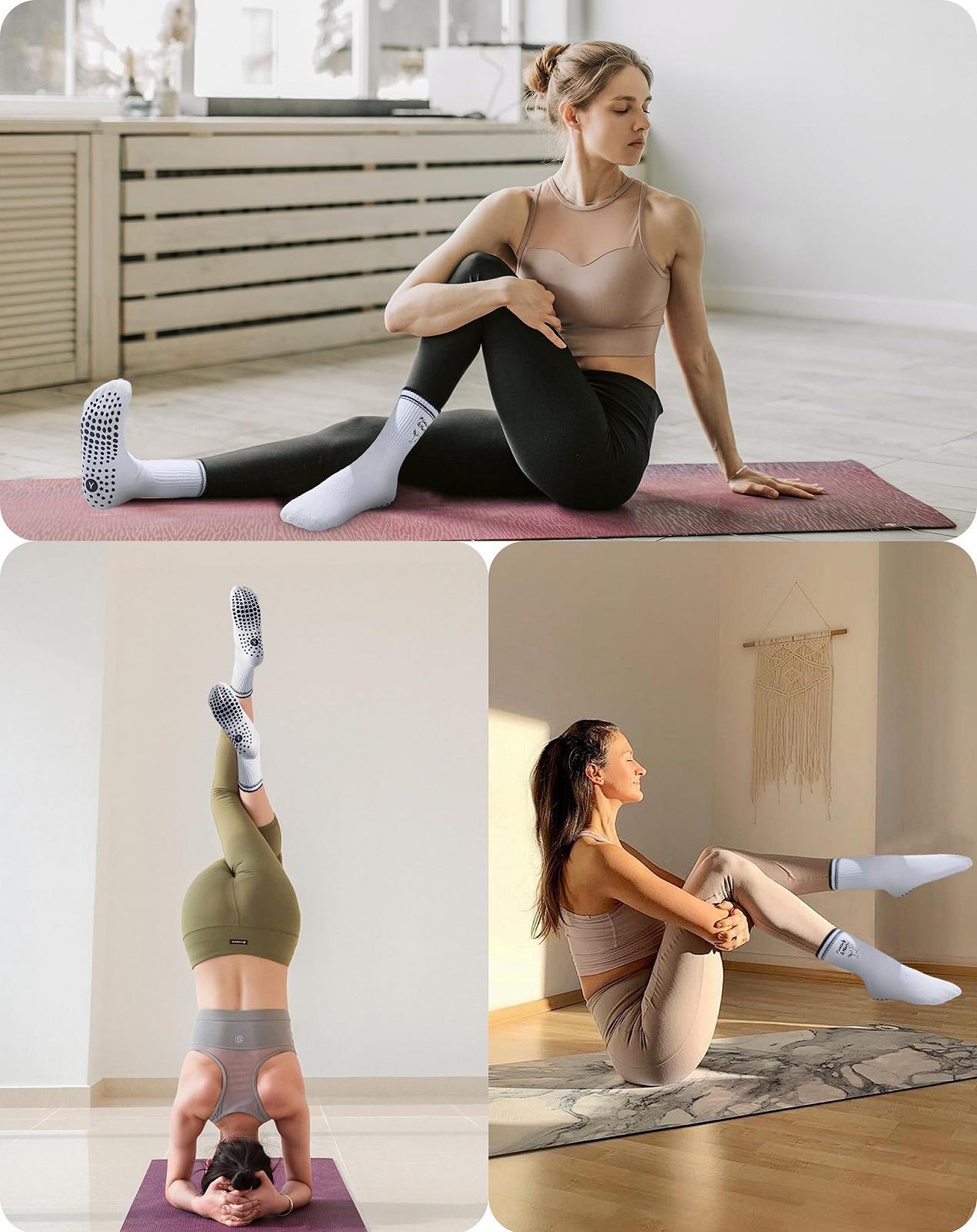 Носки для пилатеса Yawlsow, женские, нескользящие носки для йоги с нескользящим покрытием, милые носки для пилатеса Reformer, нескользящие носки с пупырышками для балета, танцев, батута, больницы, фитнеса, дома, фото №8