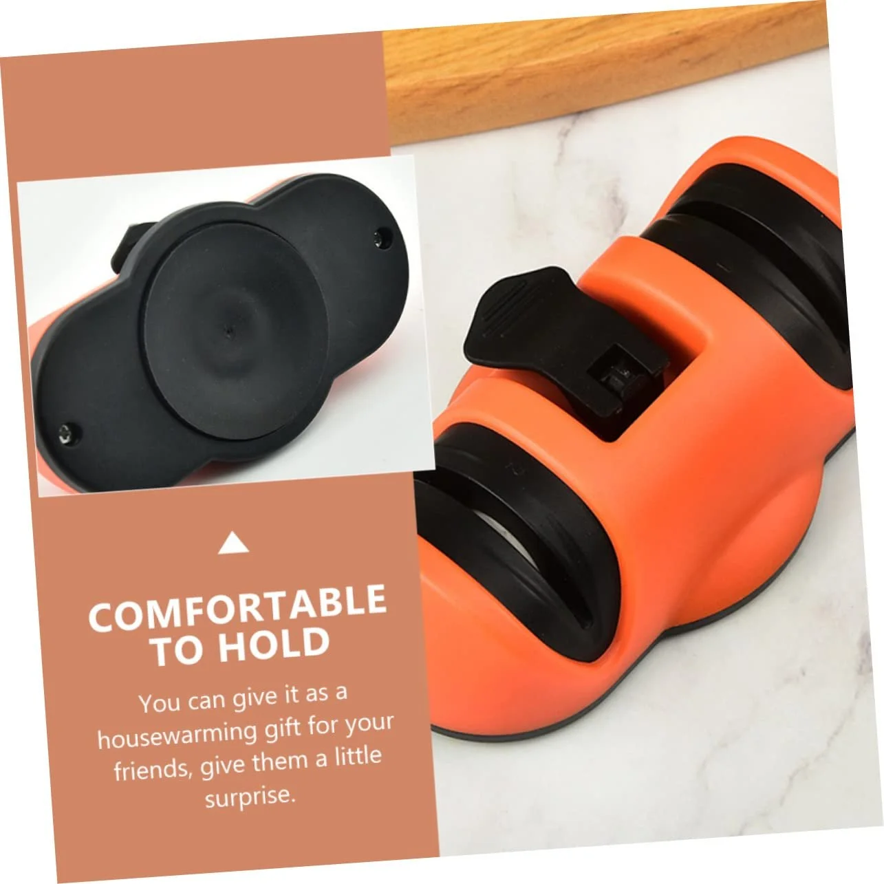 Точило для ножів ручна 2 слоти з вакуумною присоскою Orange, фото №2