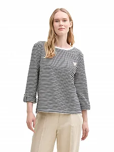 Женский свитшот свободного кроя TOM TAILOR в полоску - Фото 1