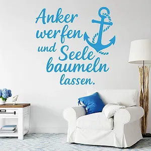 Наклейка на стіну морська Якір "Throw and Let Your Soul Dangle" Вінілова Розмір 2 60 x 58 см synthetic.ua - Фото 1
