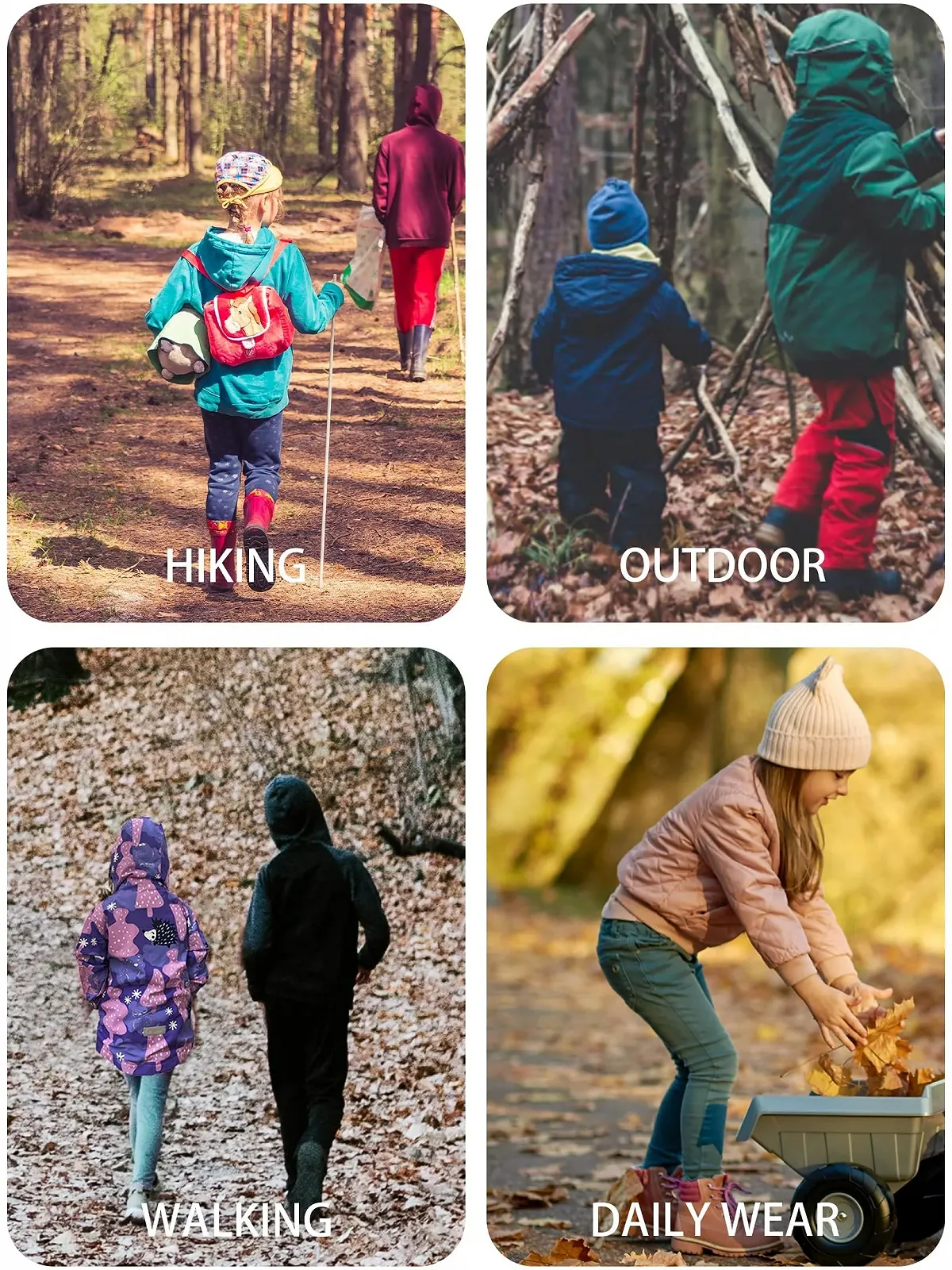 Куртка дощова NATUST для дівчат з підкладкою, вітрозахисна перехідна куртка з капюшоном, що відстібається, фото №7